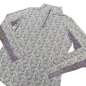 IBKUL Quarter Zip Sun Shirt Womens Small Purple White Floral UPF 50+ Long Sleeve